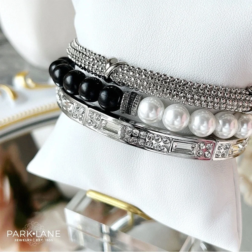 Park Lane Noir Black and White Beaded Bracelet | New